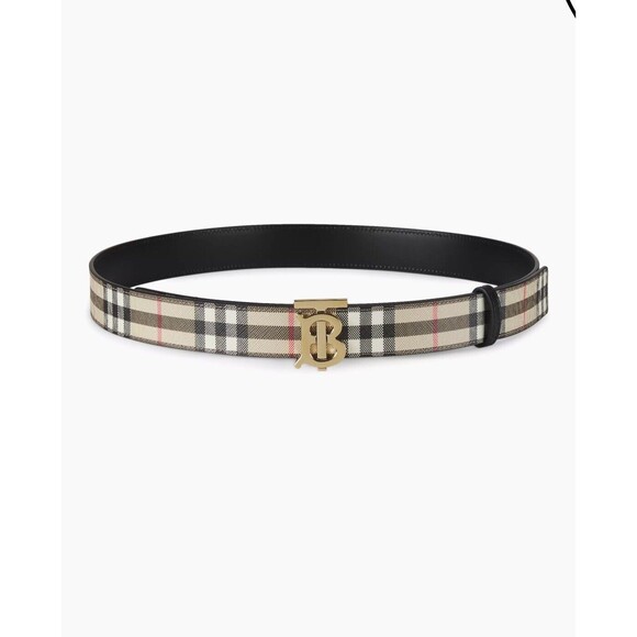 Burberry Reversible TB Check Coated Canvas Belt Color Black Sz Large New $510 - Picture 1 of 9